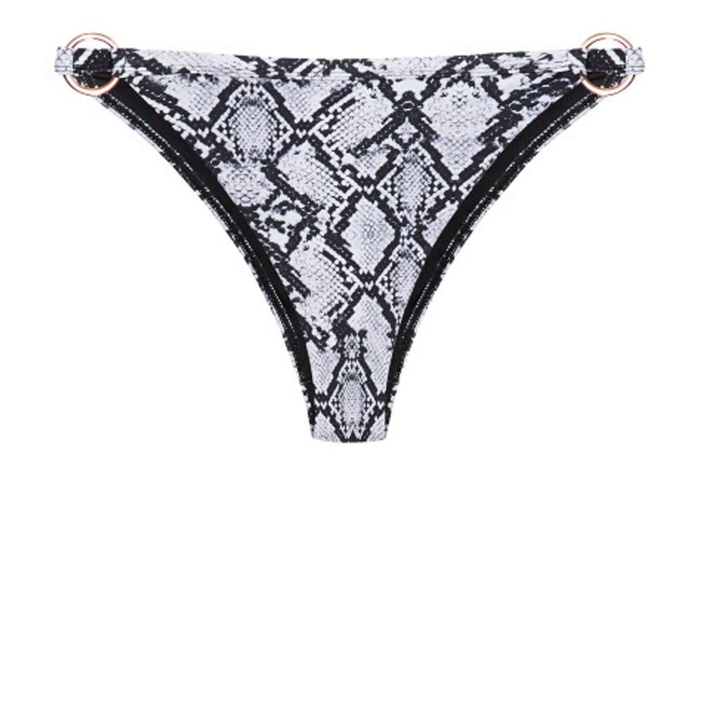 City Chic Greta Black Snake Print Bikini Pant